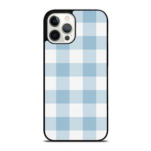 Cyan Blue Gingham Plaid Rustic Pattern AEH586 iPhone Case